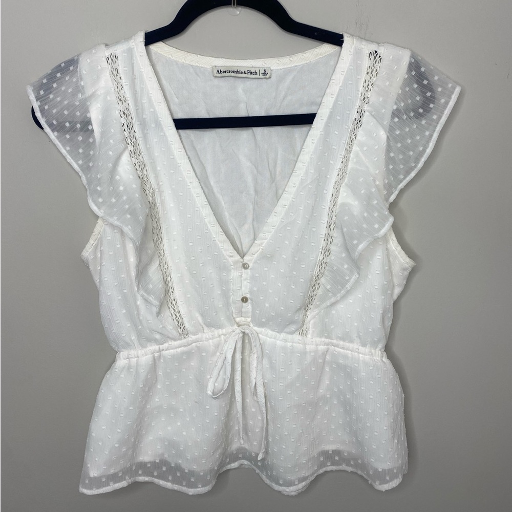 Abercrombie Swiss Dot Peplum Blouse Size small